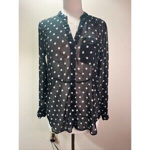 Kut From The Kloth Blouse Size M Women's Sheer Dark Academia Polka Dot Top